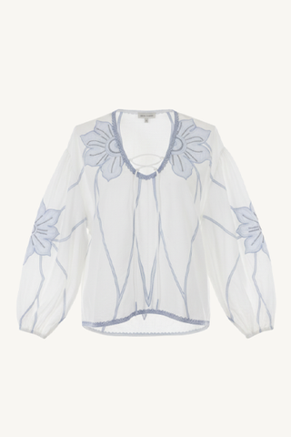 vedansh top - simply white / light blue