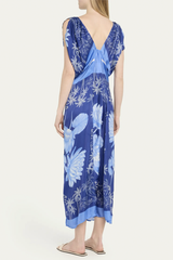 hand draped gown - multi pattern blue