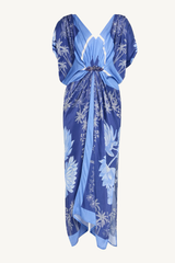 hand draped gown - multi pattern blue