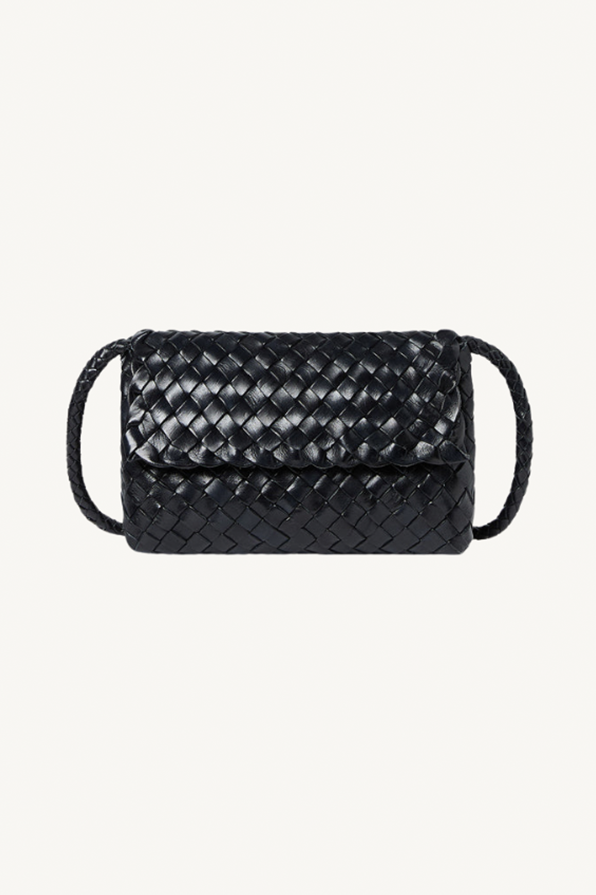 vinnie mini woven crossbody - black