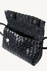 vinnie mini woven crossbody - black