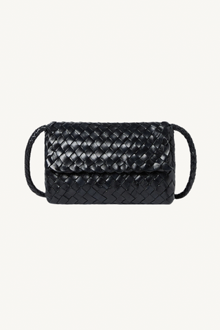 vinnie mini woven crossbody - black