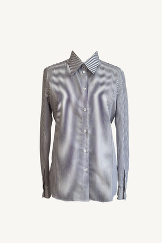 fitted collar shirt - violet pinstripe