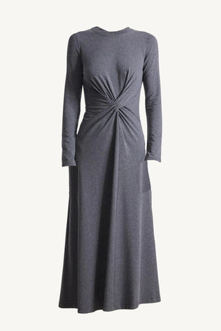 long sleeve volta dress - heathered charcoal