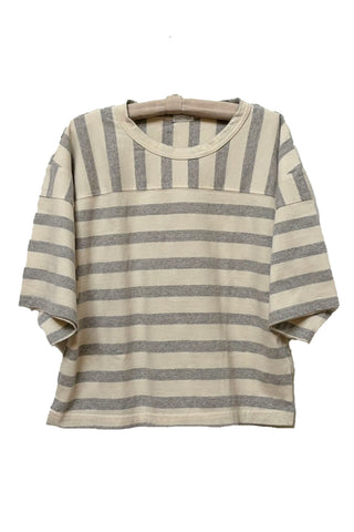 the waiting in the wings - grey and cream stripe