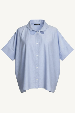 wave collar shirt and elbow cuff - oxford plain