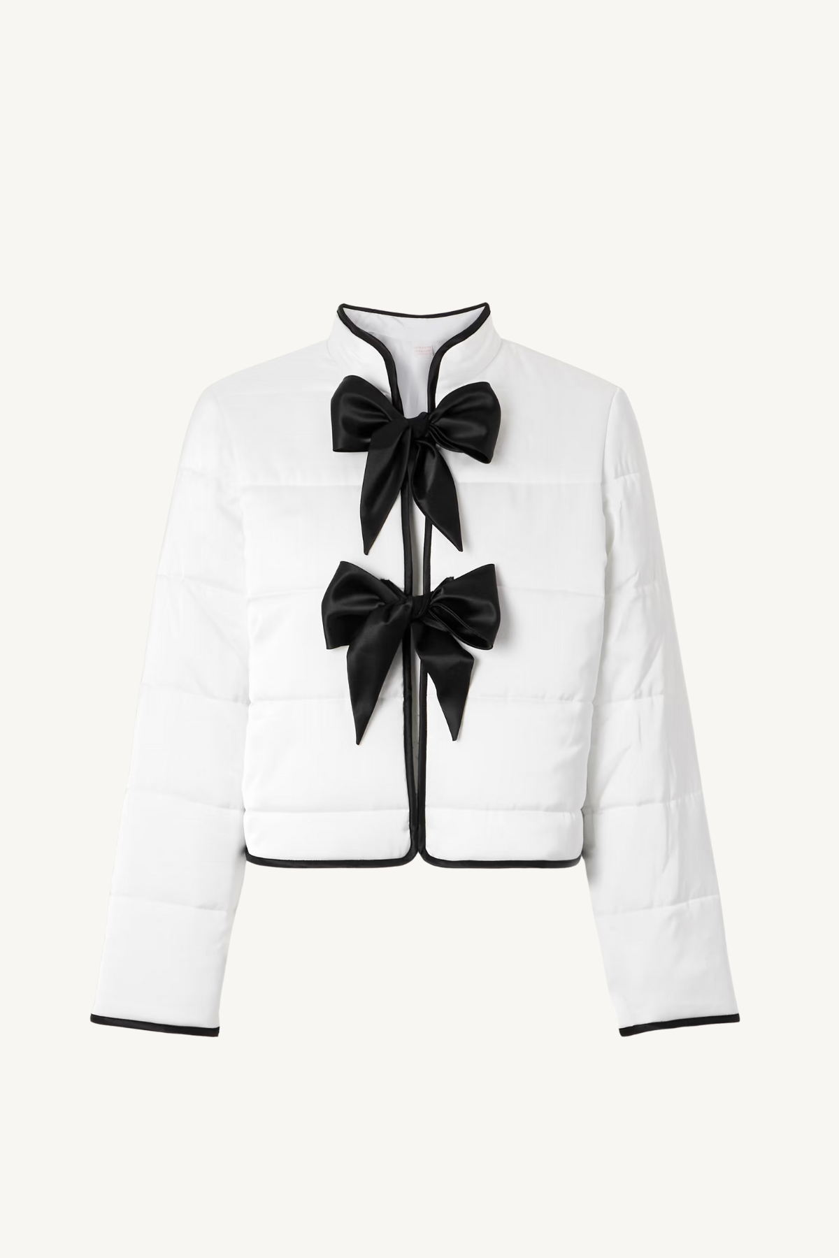 opale short puffer jacket with bows - white