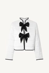 opale short puffer jacket with bows - white