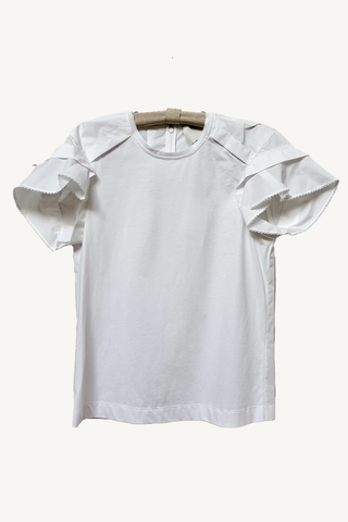 combo t-shirt w/cascade sleeve - white