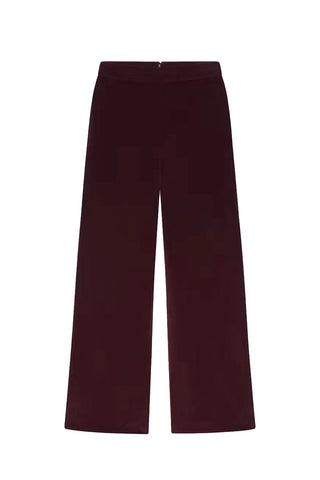 crop velvet wide leg pant - wine