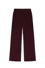 crop velvet wide leg pant - wine