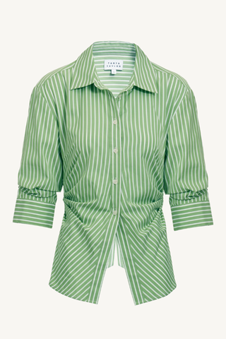 winslet top - asparagus/white