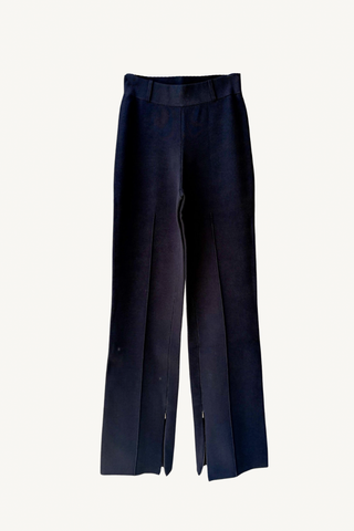 straight pull on zip pant - black
