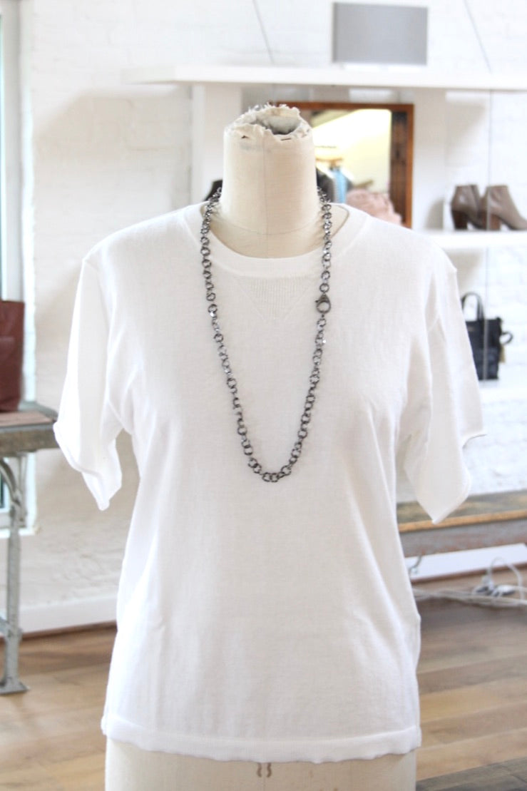 hammered silver chain - 33"