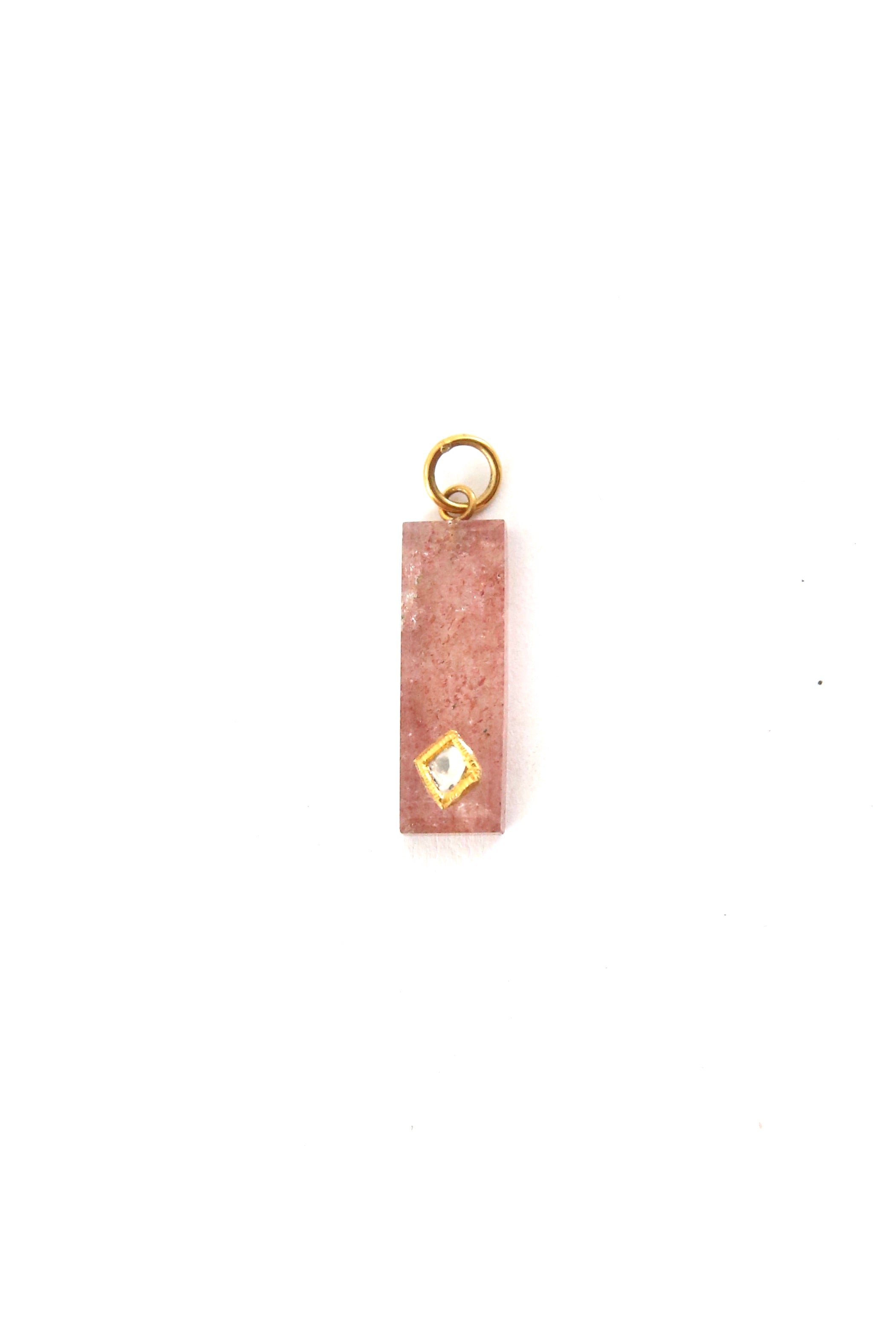 strawberry quartz rectangle pendant
