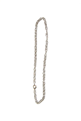 thin silver chain w/pave diamond clasp - 17