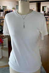 silver paperclip chain with teardrop pendant