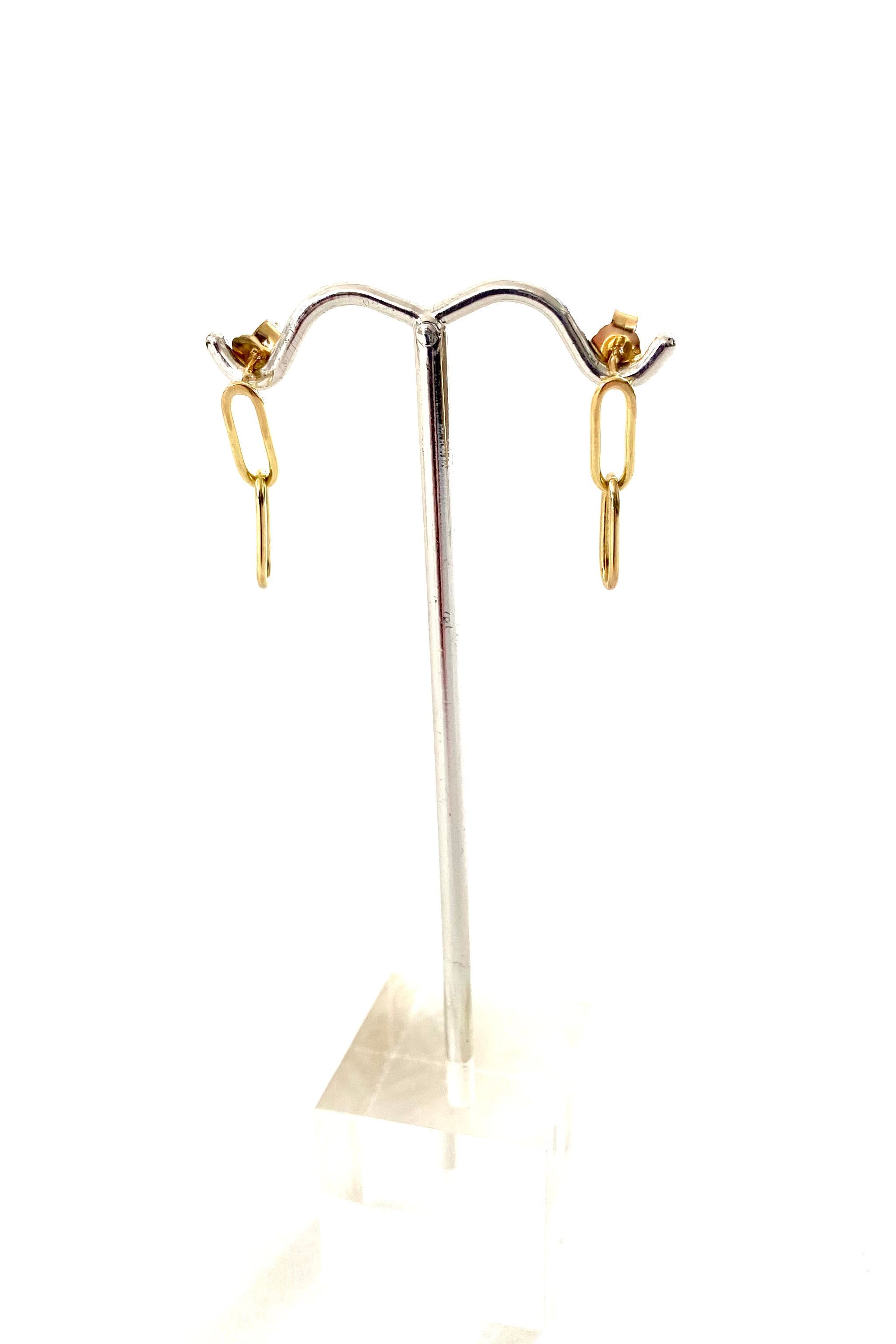 tiny gold paperclip earrings - 2 link